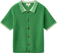 KNITTED PATTERN SHIRT W. CONTRAST SHARP GREEN
