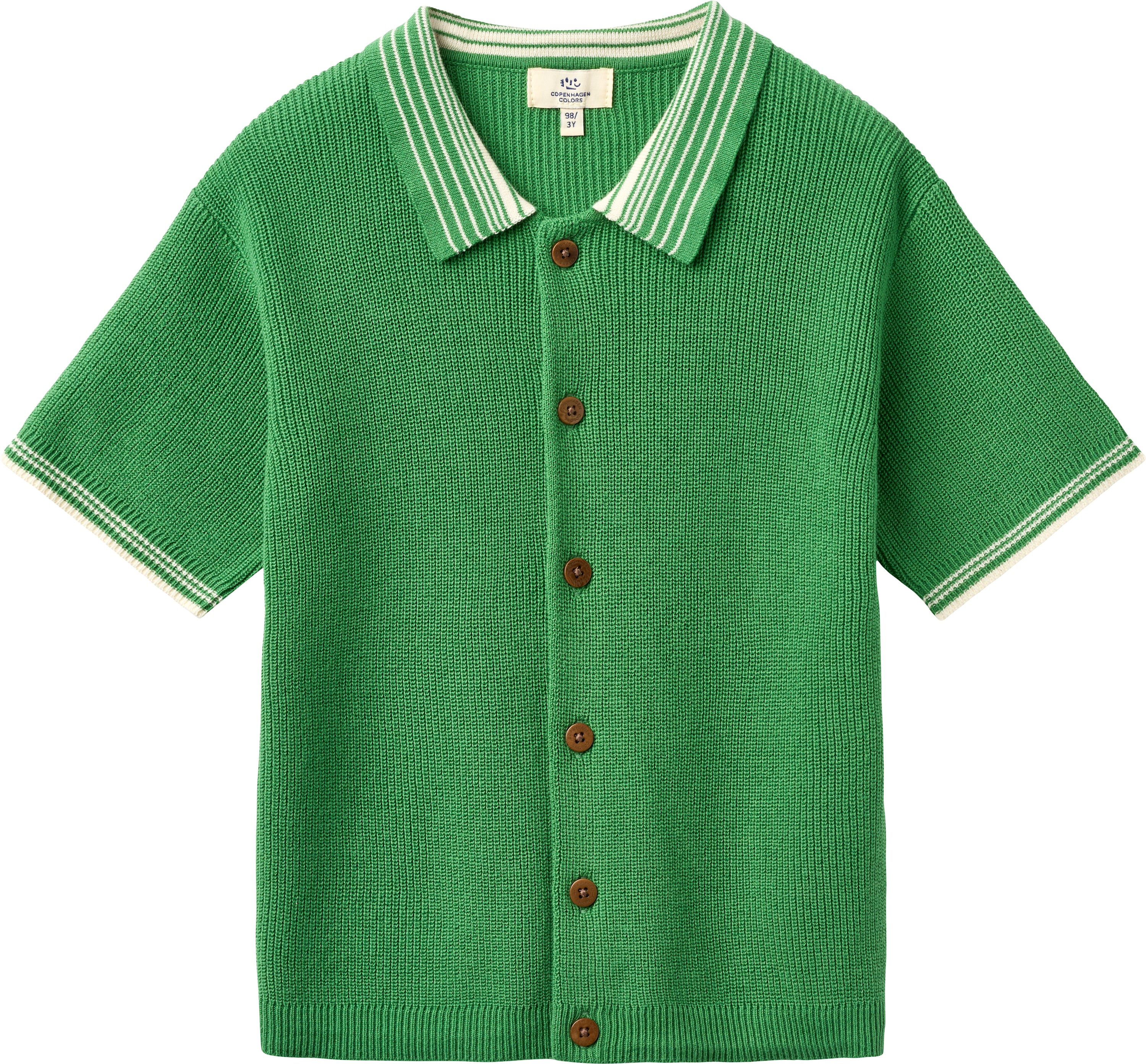 KNITTED PATTERN SHIRT W. CONTRAST SHARP GREEN
