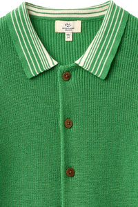 KNITTED PATTERN SHIRT W. CONTRAST SHARP GREEN