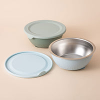 Stainless Steel Silicone Suction Bowl (Ocean Mist/Sage)