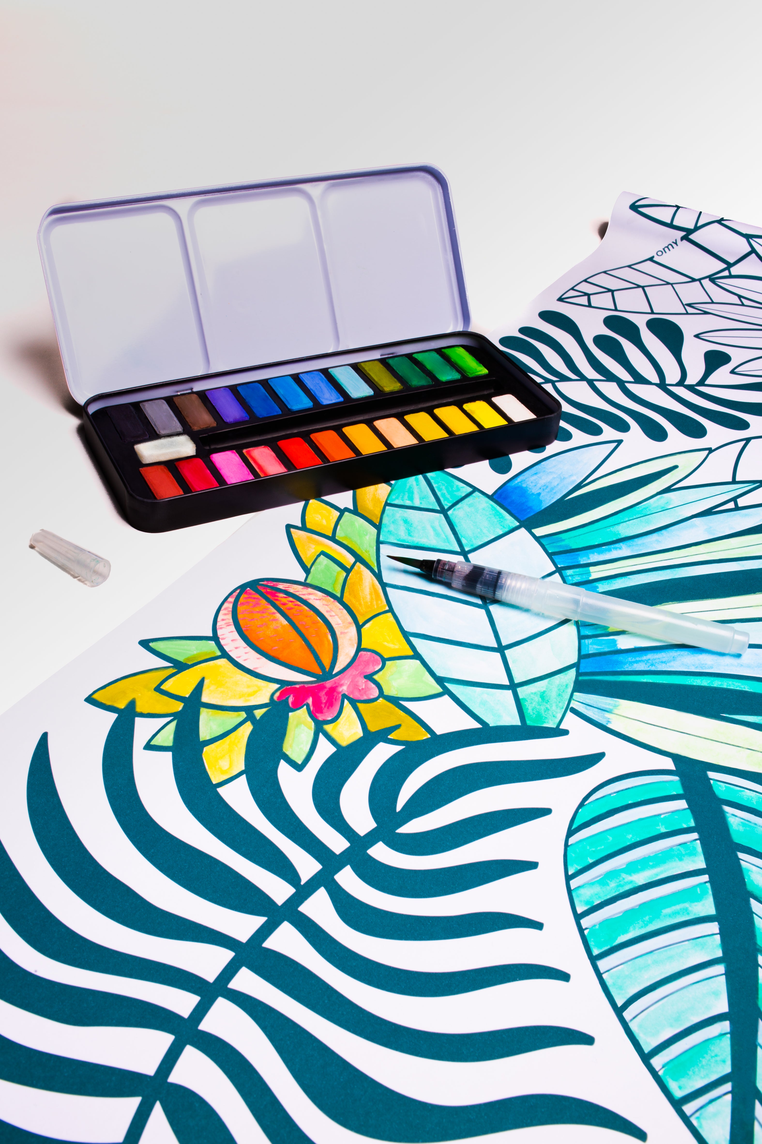 Watercolor Palette (24 Colors + Brush)