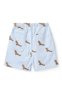 SEERSUCKER SHORTS W. EMB