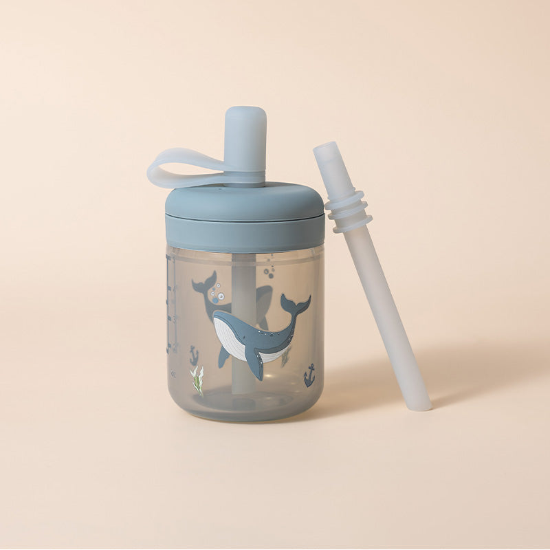 Silicone Training Cup With Straws (Ocean Whale)