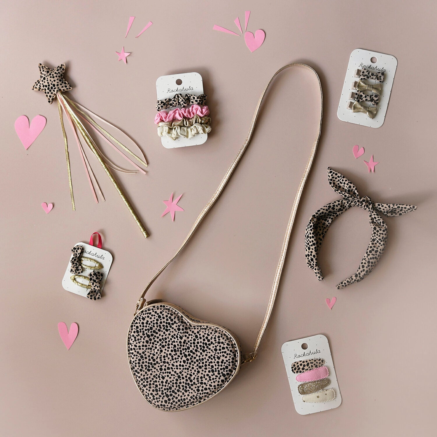 Leopard Shimmer Mini Bow Clip Set