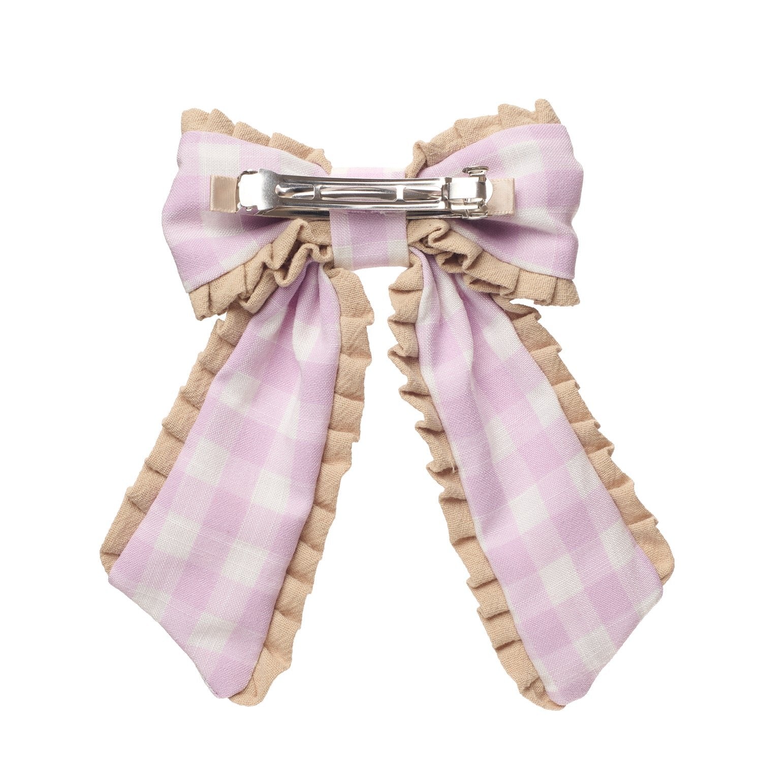 Gingham Ruffle Bow Clip