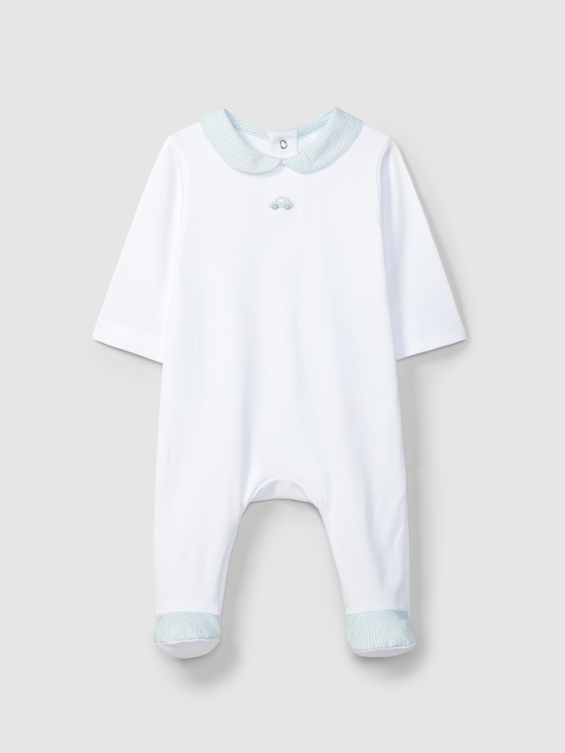 GREEN BABYGROW W/FLOWERS COLLAR