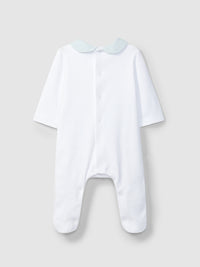 GREEN BABYGROW W/FLOWERS COLLAR